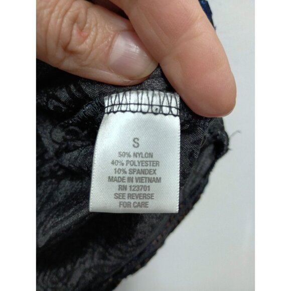 VTG Y2K Dressbarn Babydoll Top Womens Small Floral Velvet Burnout Holiday Gothic - Picture 7 of 11